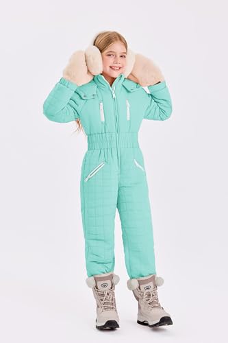 Image of Haloumoning Kid Snowsuit Girls Hooded Waterproof Insulated Ski Suit
