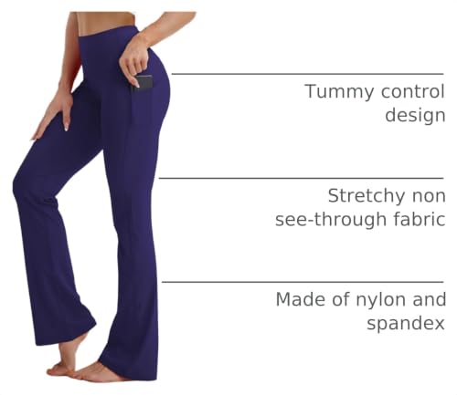 Image of BUBBLELIME 29 inch /31 inch /33 inch /35 inch /37 inch 3 Styles Women's High Waist Bootcut Yoga Pants Basic /Side Pockets Tummy Control Workout Flared