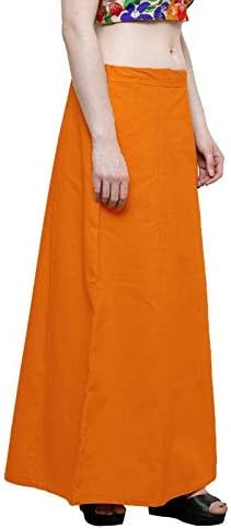 Women's Cotton saree inskirt petticoat(Light Orange)-1337