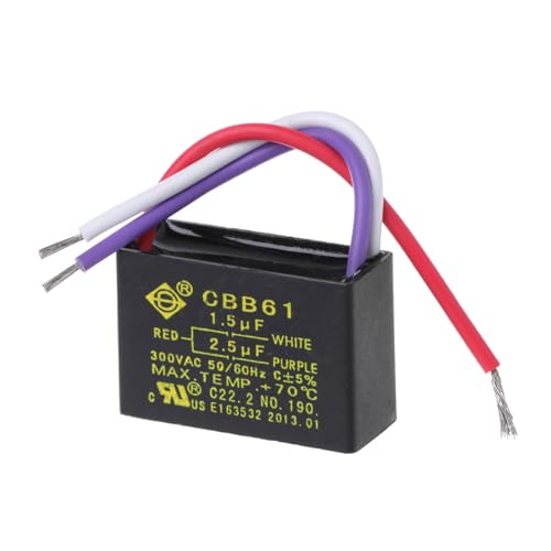 Negro CBB61 1 5 + 2 5 3 cables 250 V 50/60 Hz Condensador para ventilador de techo Condensador electrolítico de aluminio Filtro fijo Varios componentes electrónicos Frecuencia Baja impedancia