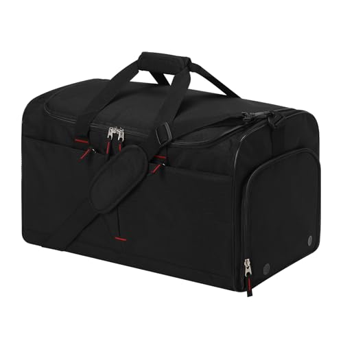 LONALIA 55L Grand Sac de Sport Homme - Sacs de Voyage avec Compartiments Chaussures et Humide, pour Weekend, Fitness, Gym - Noir