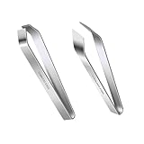 Febbya Küchenpinzette aus Edelstahl,2 PCS Professionelle Grätenzange,Multifunktionale Grillpinzette mit flacher,Fleisch und Geflügel,Schräger Spitze,Ideal zum Entgräten von Lachs,Ente,Forelle,12cm