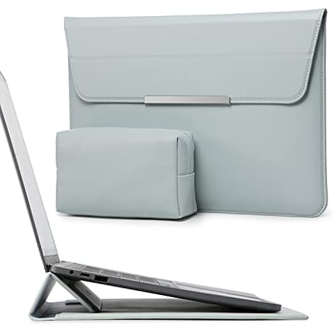 HYZUO 13.3-14 Inch Laptop Sleeve Slim Case Bag with Stand Feature Compatible with MacBook Pro 14 M1 Pro Max 2022 2021, 13.5 Surface Laptop, MacBook Air 13 2012-2017, HP Spectre x360/Envy 13, Pale Blue Cover