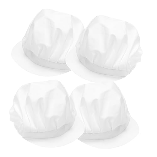 Healeved 4pcs Breathable Working Cap for Men and Women Practical Waiter Hat for Service Industry Use Comfortable and Design Half Mesh Half White