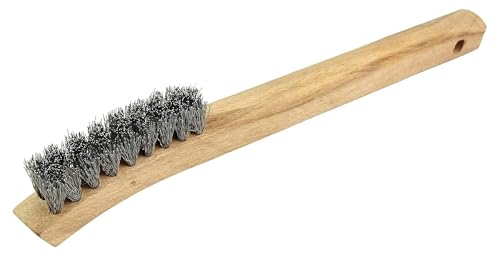 Image of Weiler 44251 Small Hand Wire Scratch Brush, Crimped Aluminum Fill, Wood Block, 2 x 9 Rows, Made in The USA (Pack of 36)