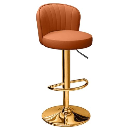 , Silla de bar de PU, taburete giratorio de altura ajustable, trona con respaldo y patas doradas, silla de comedor sin brazos, silla de recepción de hotel, silla de bar giratoria de 360 grados