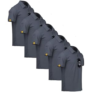 ZITY 5 Pack Mens Polo Shirt Short Sleeve Sports Golf Tennis T-Shirt Moisture-Wicking Summer Shirts