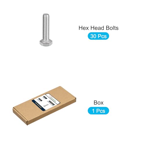 Image of METALLIXITY Hex Bolts (M6-1x25mm) 30Pcs, 304 Stainless Steel Coarse Fully Threaded Hex Head Screw Bolt Machine Screws - for Furniture Repair, Silver