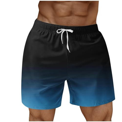 Mens Plus Size Fashion Printed Shorts Elastic Waist Stretch Casual Summer Relaxed Fit Short Pants with Pockets for Beach Navy