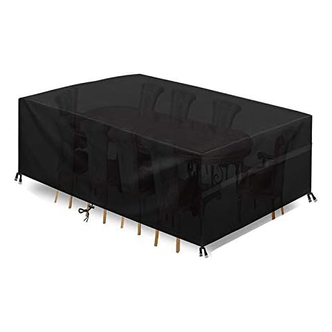 Ikaif Garden Furniture Covers Waterproof 420D, Anti-UV Snow Protection Outdoor Garden Patio Table Chairs Sofa Rectangular Cover (126* 126* 74 cm) Cover
