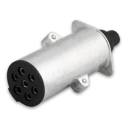 Prise de remorque KIMISS à 7 Broches, Type N à 7 Broches Rondes Prise de câblage pour remorque, Adaptateur de remorquage en Aluminium pour remorques de caravanes (Style européen)
