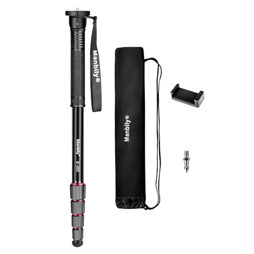 Manbily 65-Inch Camera Monopod 5 Sections Aluminum Travel Monopods for Cameras Canon Nikon Sony DSLR Video Camcorder Compact Portable Lightweight (E-222) Red