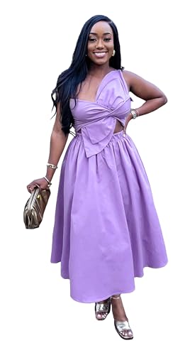 Image of YUEWOO Midi Dresses for Women Casual Summer Sundresses Vacation Outfits Spaghetti Strap Smocked Women Maxi Dress with Pockets