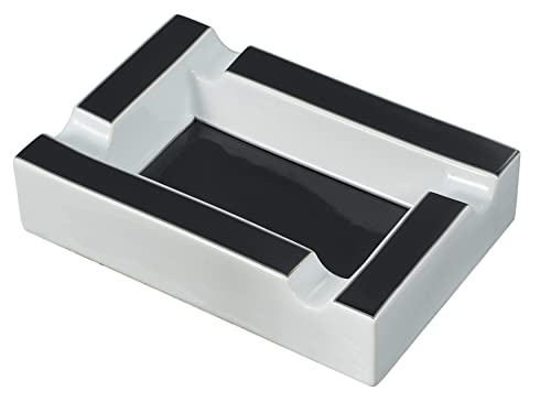 Visol Wesley Rectangular Cigar Ceramic Ashtray (White and Black)
