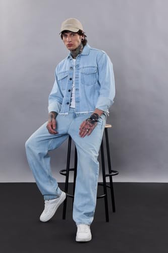 Image of SNITCH Revolution Light Blue Cropped Printed Denim Jacket