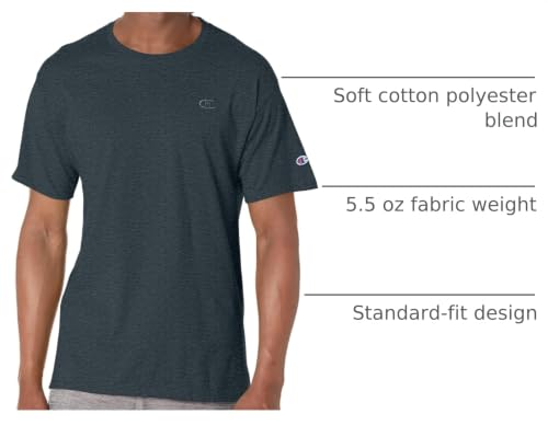 Champion Men's Classic Short Sleeve T-Shirt, Standard Fit, Midweight 100% Cotton, Available in Regular and Big & Tall