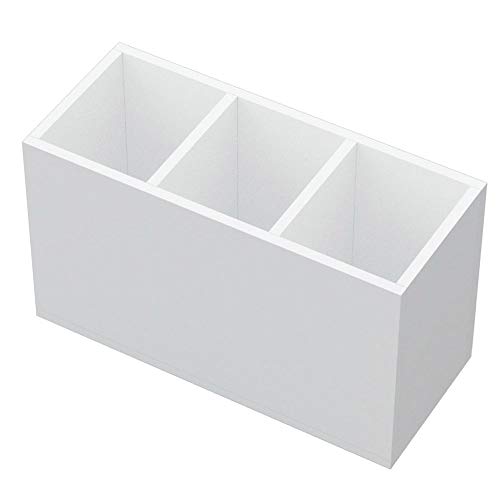 Image of NIUBEE Acrylic Pen Holder 3 Compartments, White Pencil Organizer Cup for Countertop Desk Accessory Storage