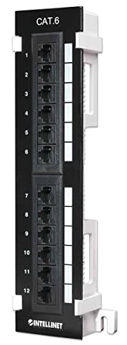 Intellinet 12 Port Cat6 Network Patch Panel Wall-Mount with 89D Bracket  Installer Grade 3mm 50 Micro-inch Gold Plated Jack Contacts - Black 560269