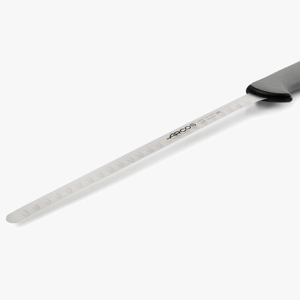 Arcos Serie Colour Proof - Cuchillo Salmón - Cuchillo Pescado - Hoja 12" Acero Inoxidable Nitrum - Mango Polipropileno Cubierto por Elastómero Color Negro - Ideal para Uso Profesional e Higiene.