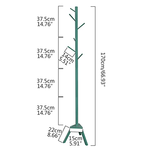 Sywhitta Coat Rack Stand, Premium Bamboo Free Standing Coat Rack With 6 Hooks, Easy Installation Clothes Hanger Stand, Green #TOP4