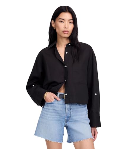 Amazon.com: Madewell Womens Alice Shirt - Cotton Linen Jet Black