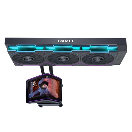 Image of Lian Li Hydroshift II OLED Curved 360TL RGB Liquid CPU Cooler - 360mm AIO - 3x120mm TL Flex Fans - 6.67 inch Screen - 3D Animation Effects - Low Noise - LGA 1851 /1700, AMD AM5 /4- Black (HS2OLDC36TB)