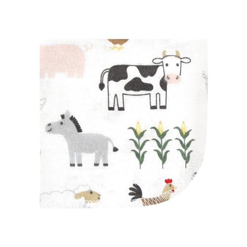 Image of Hudson Baby Unisex Baby Flannel Cotton Poly Washcloths, Cute Farm 10 Pack, One Size
