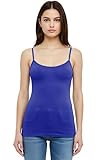 Emmalise Women's Camisole Built in Bra Wireless Fabric Support Short Cami (Royal, Large)