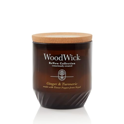 WoodWick Ginger & Turmeric Gifts for Women and Men 6 oz. Renew Medium Candle with Crackling Wick