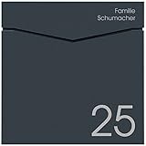 MOCAVI Box 710 NF71b Briefkasten anthrazit mit Zeitungsfach inkl. Name und großer Hausnummer, Postkasten mit Zeitungsrolle, wetterfest, rostfrei, Wandbriefkasten