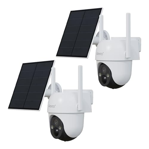 ARENTI 2K Solar Security Camera Outdoor Wireless,Battery Powered,360°Pan/Tilt,Color Night Vision,Two -Way Talk,IP65,Wifi CCTV Camera for House Security,Pack of 2