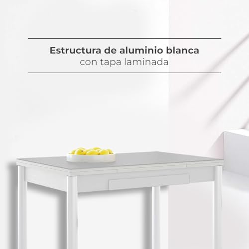 Table extensible ASTIMESA en plateau stratifié gris et structure blanche - 4