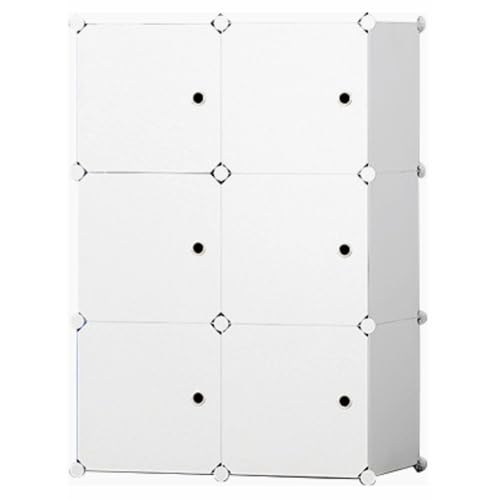 Armario modular de cubos con 6 compartimentos blanco con puertas, componible 3 x 2, 111 x 37 x 75 cm, mueble ahorra espacio, multiusos para dormitorio, salón, garaje