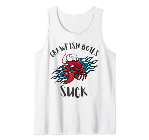 Camisas divertidas de cangrejo, CRAWFISH BOILS SUCK Camiseta sin Mangas