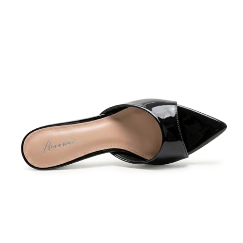Image of Arromic Womens Kitten Heel Sandals,Pointed Round Open Toe Slides 5mm high elastic latex Sexy 2.3 Inch Stiletto Heeled for Party Wedding Daily