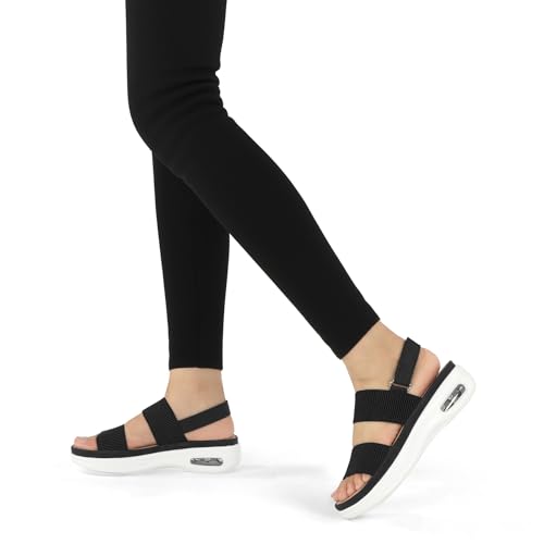 mysoft Women's Walking Sandals Comfortable Air Cushion Knit Elastic Ankle Strap Open Toe Platform Sandals Summer Shoes3