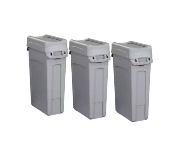 23 Gallon Gray Vented Trash Can (3-Pack) MM01821