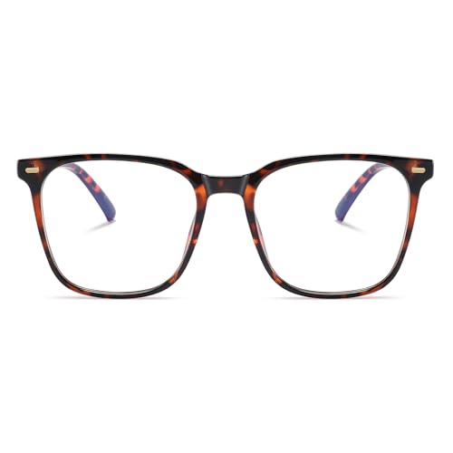 Image of Oversized Square Blue Light Blocking Glasses for Women Men, Anti-Fatigue Computer Monitor Glasses Reduce Eye Strain