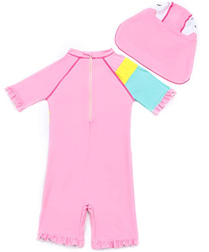 Baby Toddler Girls Unicorn Swimsuits One Piece Swimwear Bathing Suits Rash Guard UPF 50+ (Pink Star Unicorn, 2-3 Years)