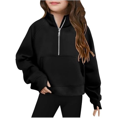 Febvon Girls Quarter Zip Pullover Sweatshirt Cover