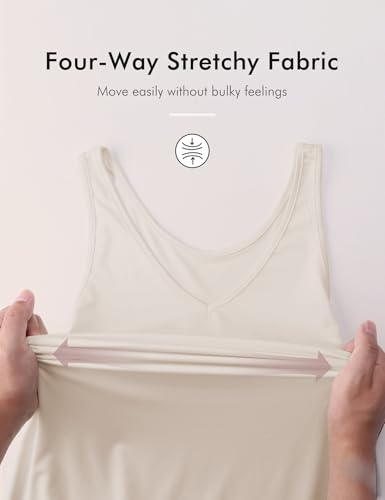 Image of MANCYFIT Women's Full Slip V Neckline Slip Dress Wide Straps Tank Top Slip for Women Under Dress Knee Length Slip