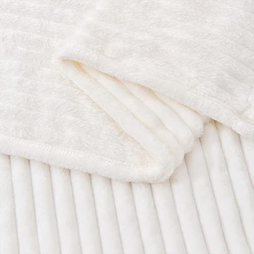 Bedelite Fleece Throw Blanket For Couch – 3D Ribbed Jacquard Soft And Warm Decorative Fuzzy Blanket – Cozy, Fluffy, Plush Lightweight White Throw Blankets For Bed, Sofa, 50X60 Inches #TOP6