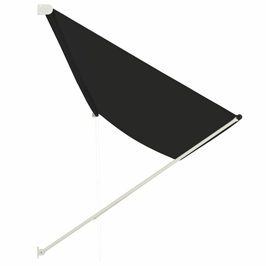 Wysuwana markiza 400 x 150 cm, antracytowa rama stalowa, odporna na promieniowanie UV i wodę, na balkon, taras, do ogrodu, z korbą jako ochrona przed słońcem i wzrokiem