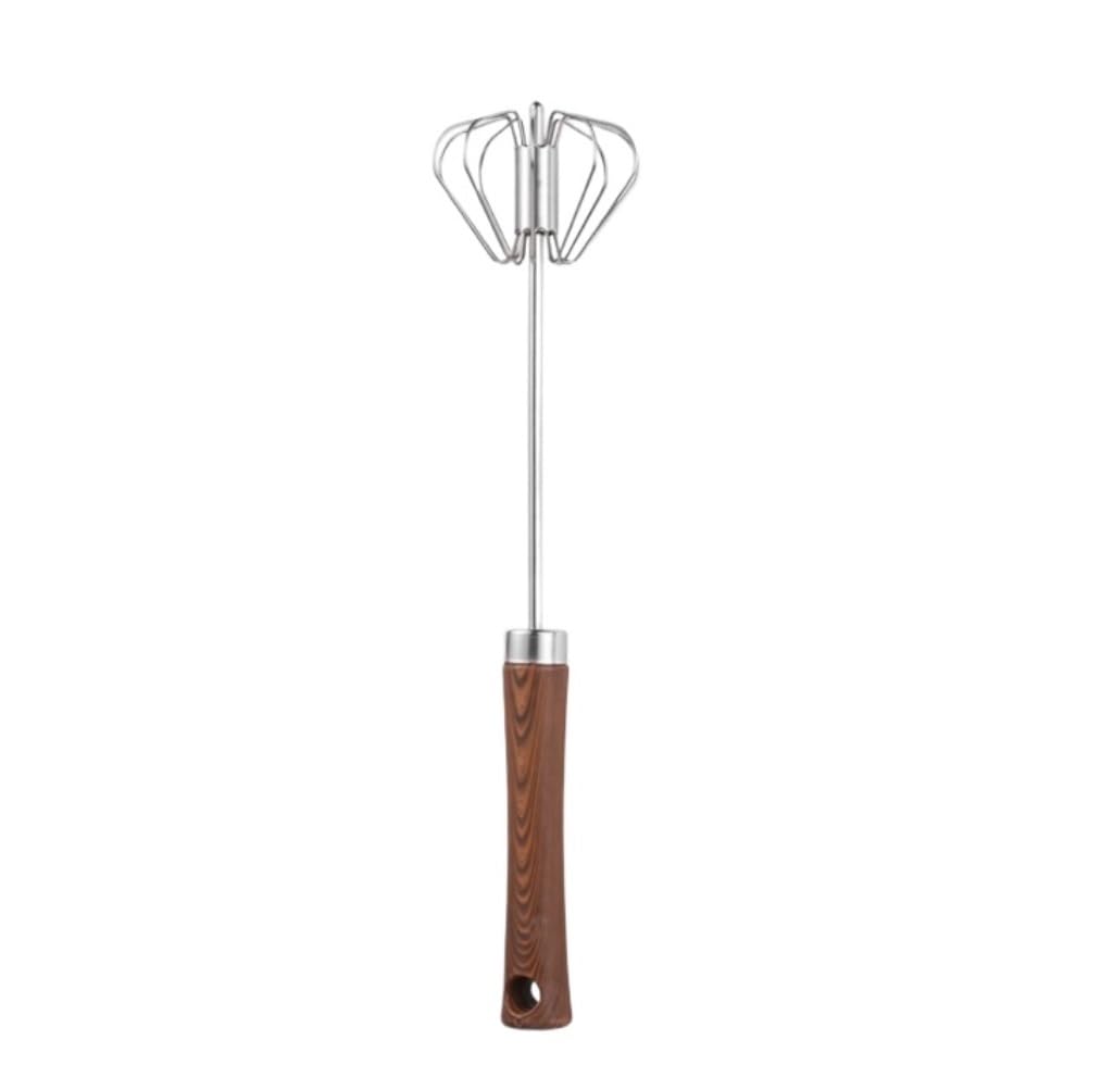 Batidora Cocina Galletas Batidora Rotativa Manual, Batidor De Huevos, Burbujeador, Grano Madera, Acero Inoxidable, Semiautomático For Hornear En Casa Hogar Leche(30.5cm)