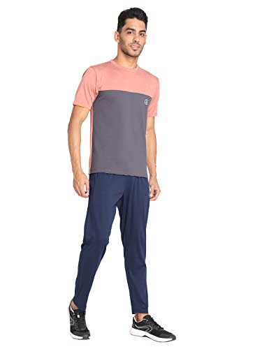 Image of CHKOKKO Men's Round Neck Gym T-Shirt Self Rust Dark Grey Orange M