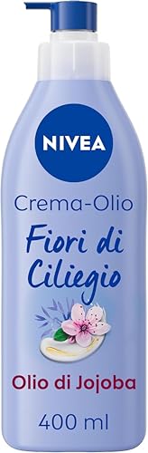 NIVEA CremaOlio Fiori di Ciliegio & Olio di Jojoba 400 ml, Crema idratante corpo 48h, Crema corpo profumata con Olio di Jojoba e fragranza di Fiori di Ciliegio per pelle secca