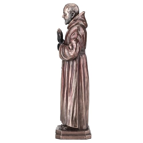 Estatua religiosa Padre Pio 21.5 cm de resina y bronce miniatura 6