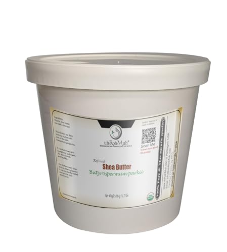 Organic Refined Shea Butter Unscented & Smooth Texture Premium Cosmetic Grade Shea Butter for Skincare Hair Care Soap Making Lotions Balms & DIY Formulations | France Net Wt: 0.8 kg / 1.7 lb