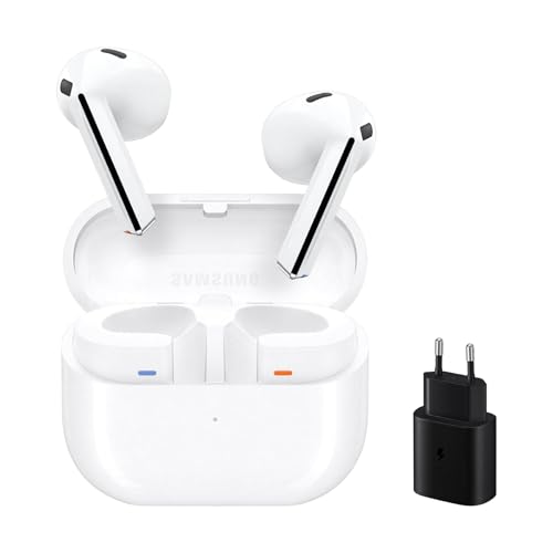 Samsung Galaxy Buds3 + Cargador - Auriculares Inalámbricos, Cancelación de Ruido, Bluetooth, Audio 360, Blanco (Versión Española)