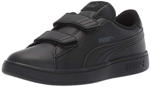 PUMA Girls' Smash V2 Hook and Loop Sneaker, Elderberry-Indigo-Silver-White, 2 M US Little Kid
